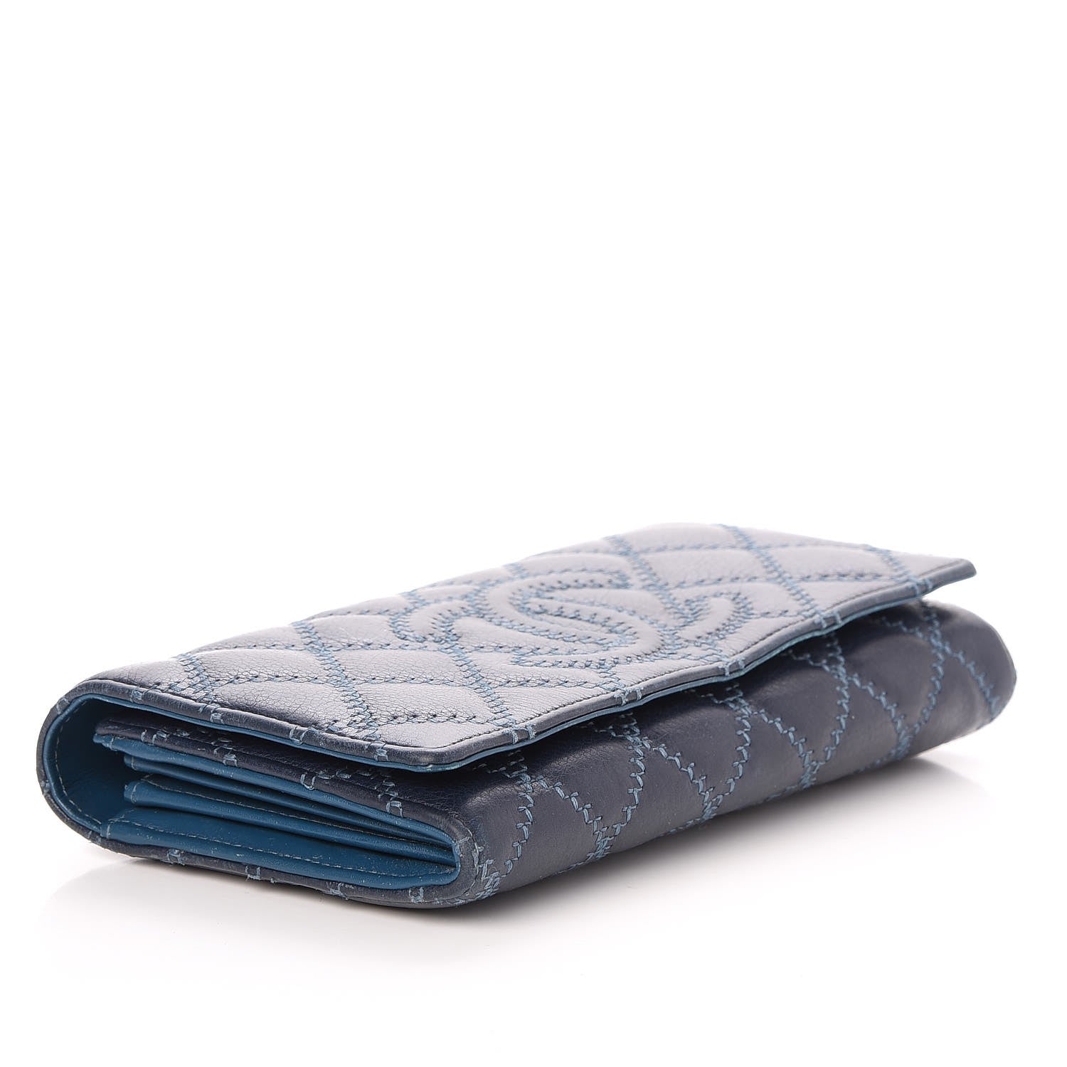 Chanel Calfskin Quilted Large Diamond CC Flap Wallet Navy 4 of 11