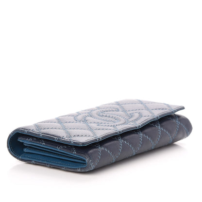 Chanel Calfskin Quilted Large Diamond CC Flap Wallet Navy 4 of 11