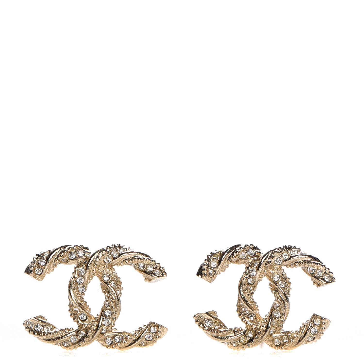 Chanel Crystal Twisted CC Earrings Gold 1 of 5
