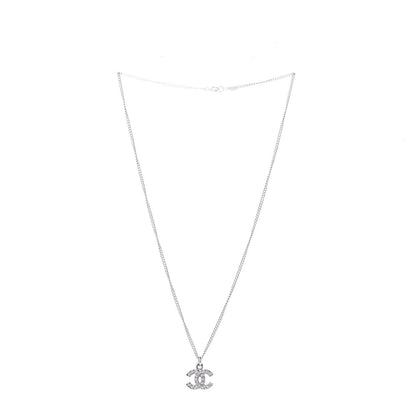 Chanel Crystal Timeless CC Necklace Silver 3 of 6