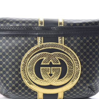 Gucci X DAPPER DAN Calfskin Laminated Ayers GG Micro Monogram Mens Belt Bag Black 7 of 9