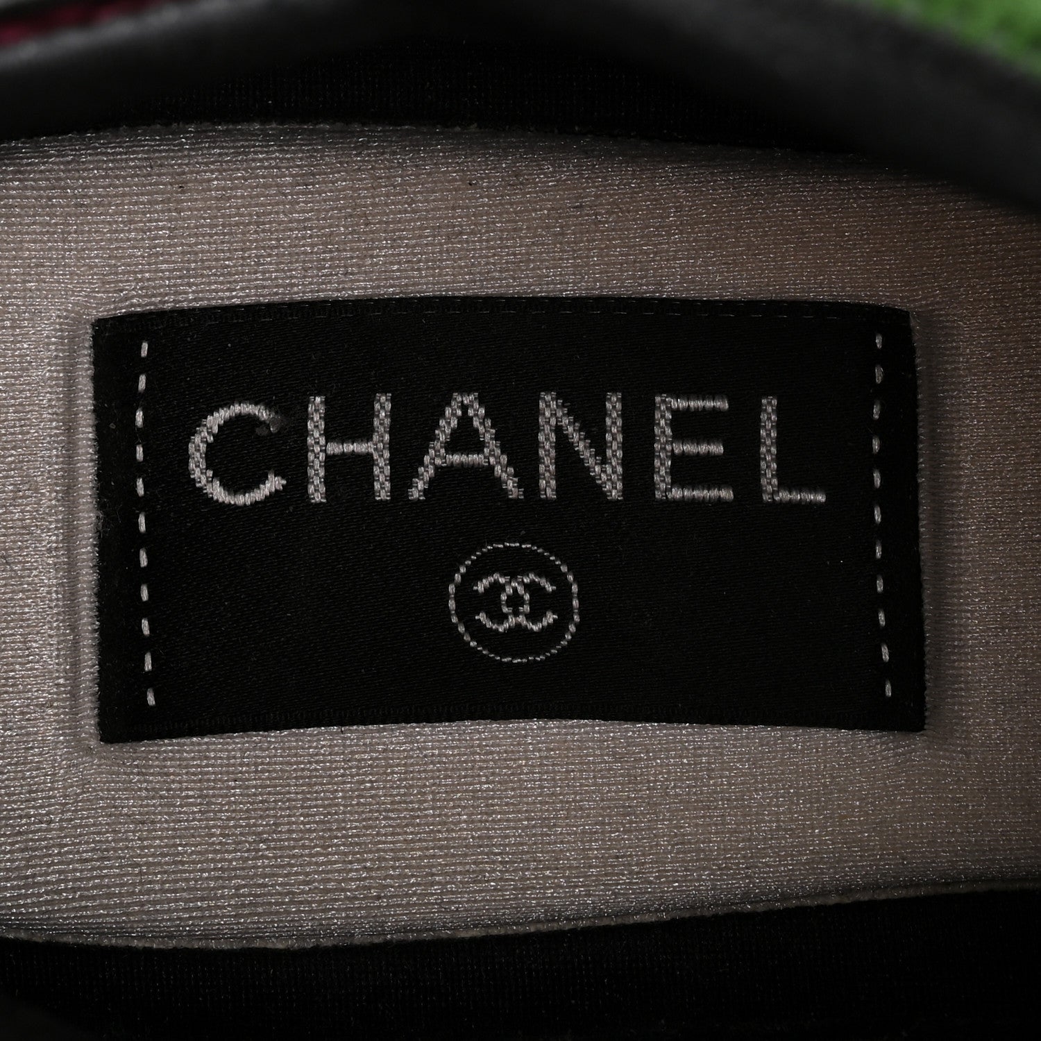 Chanel Velvet Calfskin Mixed Fibers CC Sneakers 39 Dark Pink Green 7 of 10