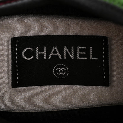 Chanel Velvet Calfskin Mixed Fibers CC Sneakers 39 Dark Pink Green 7 of 10