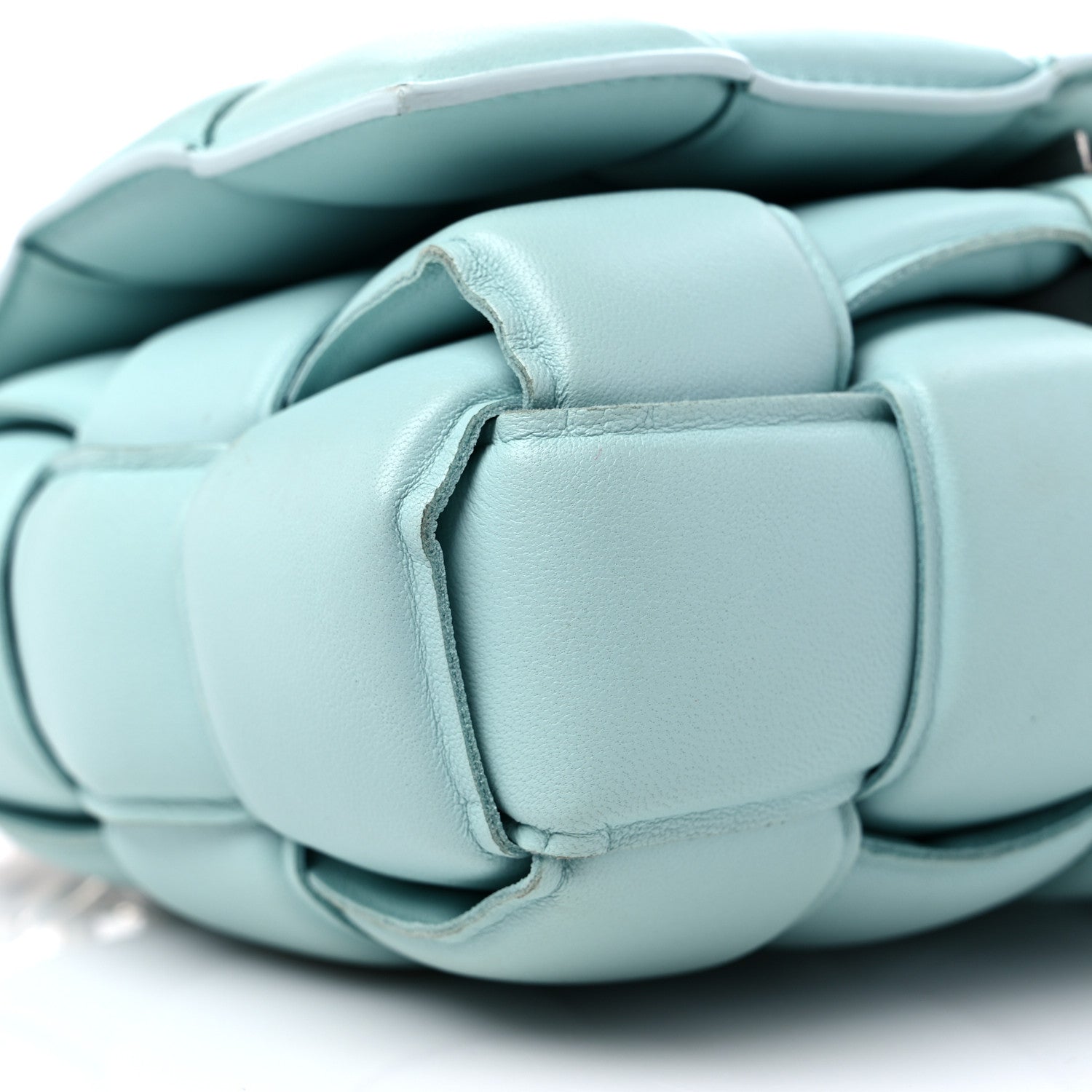 Bottega Veneta Lambskin Maxi Intreccio Padded Chain Cassette Crossbody Bag Spearmint 7 of 11