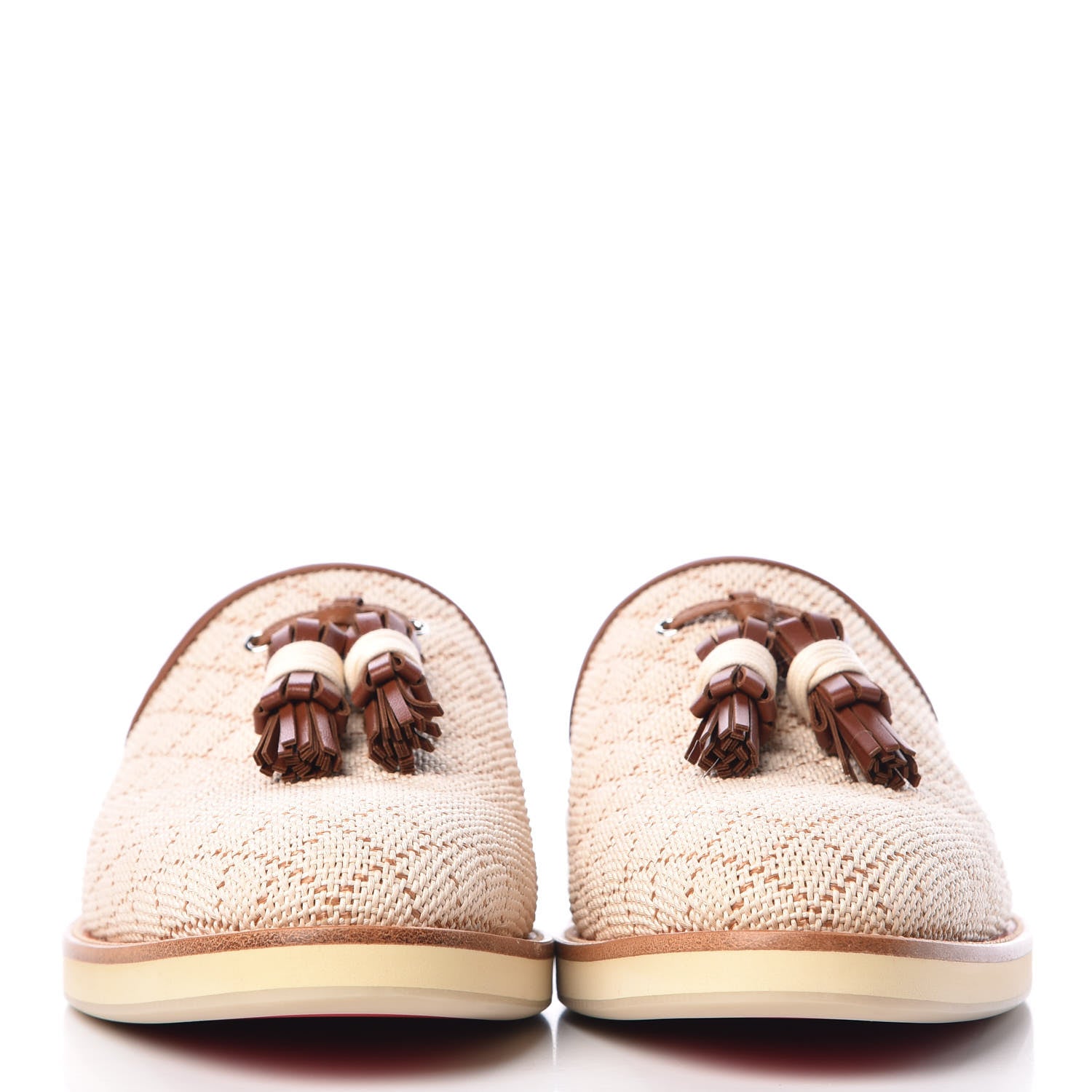 Christian Louboutin Calf Nappa Paille Matelasse Mens Youseffo Flat 41 Beige Cuoio 2 of 8