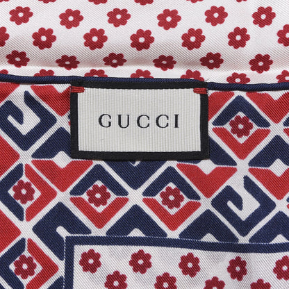 Gucci Silk Twill Plainmetric Square Scarf Ivory Blue 4 of 4