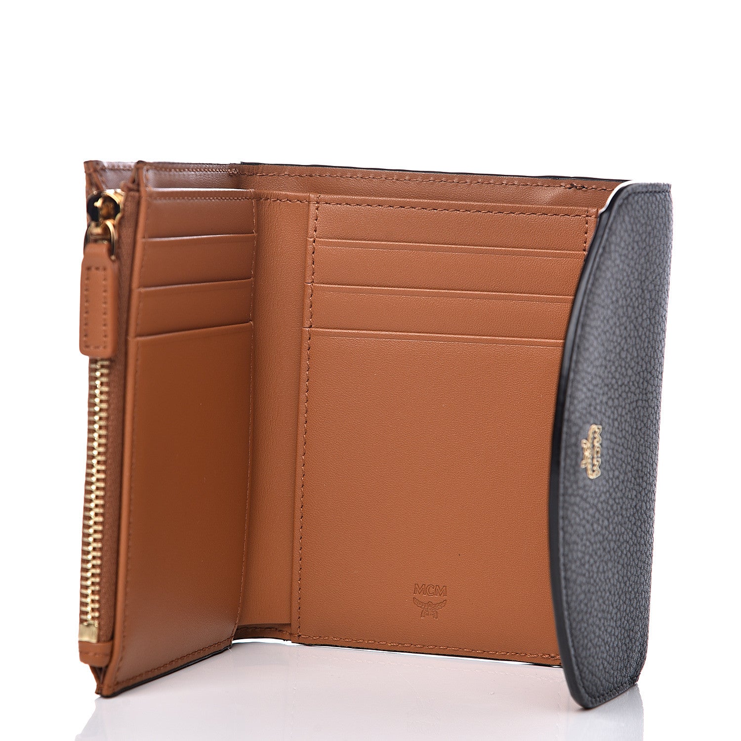 MCM Visetos Grained Calfskin Tri-Fold Wallet Black 4 of 5