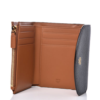 MCM Visetos Grained Calfskin Tri-Fold Wallet Black 4 of 5