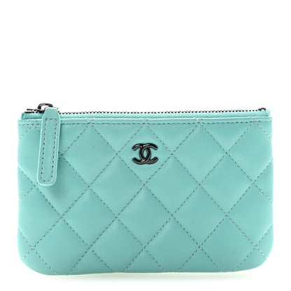 Chanel Lambskin Quilted Small Cosmetic Case Turquoise 1 of 8