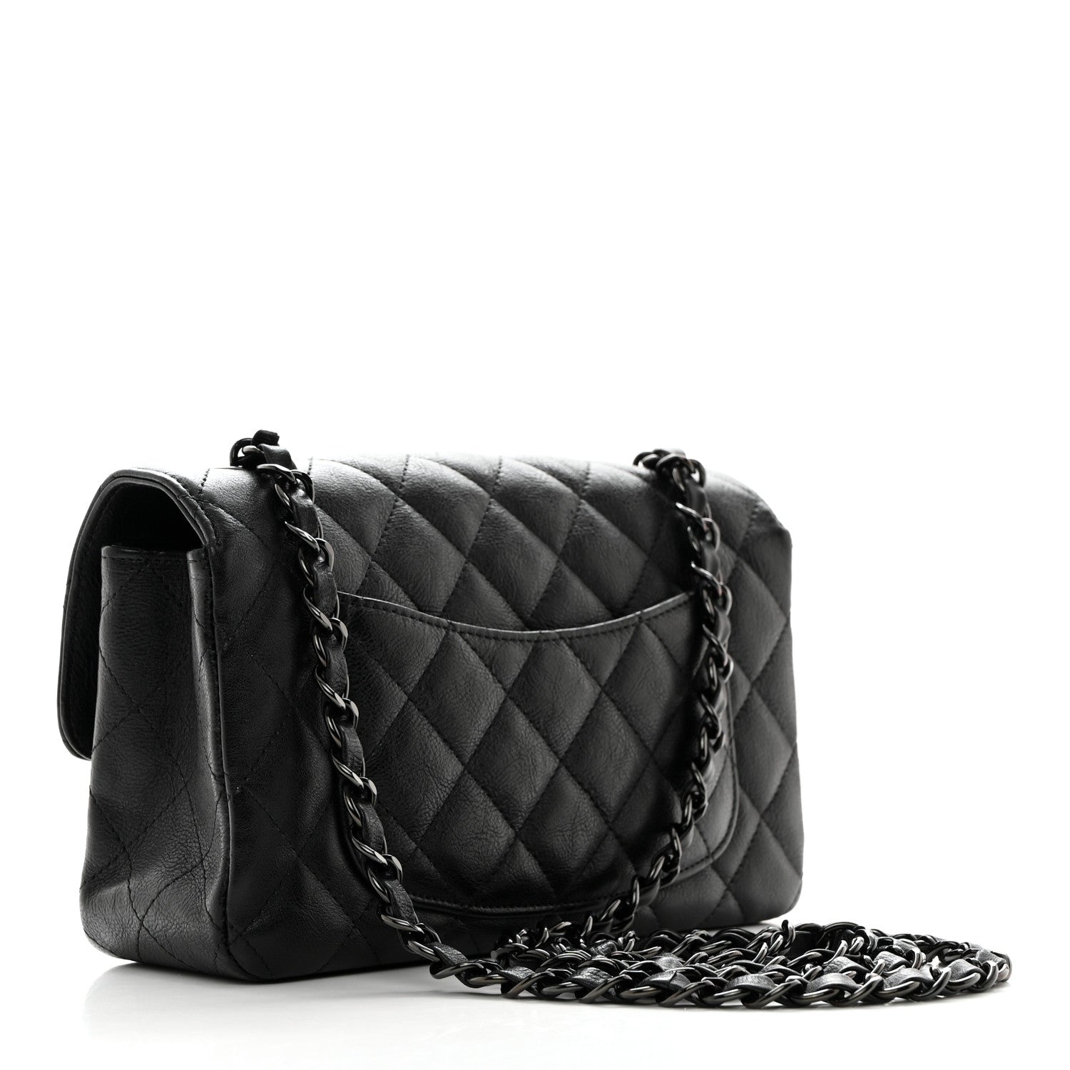 Chanel Crumpled Calfskin Quilted Mini Rectangular Flap So Black 2 of 10