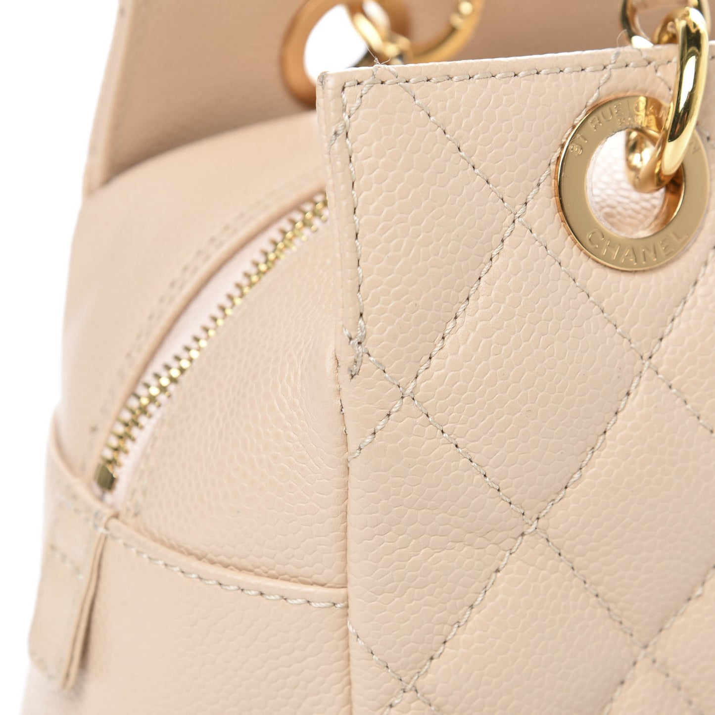 Caviar Quilted Petit Timeless Tote PTT Beige Clair