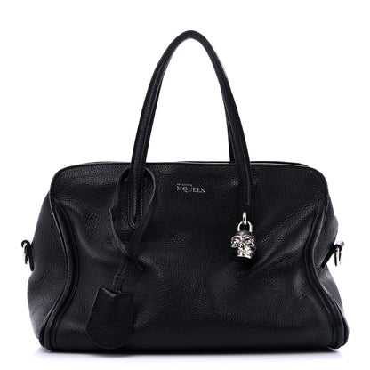 Alexander McQueen Pebbled Calfskin Mini Skull Padlock Zip Around Tote Black 1 of 15