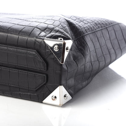 Alexander Wang Calfskin Crocodile Embossed Prisma Skeletal Tote Black Silver Hardware 9 of 9