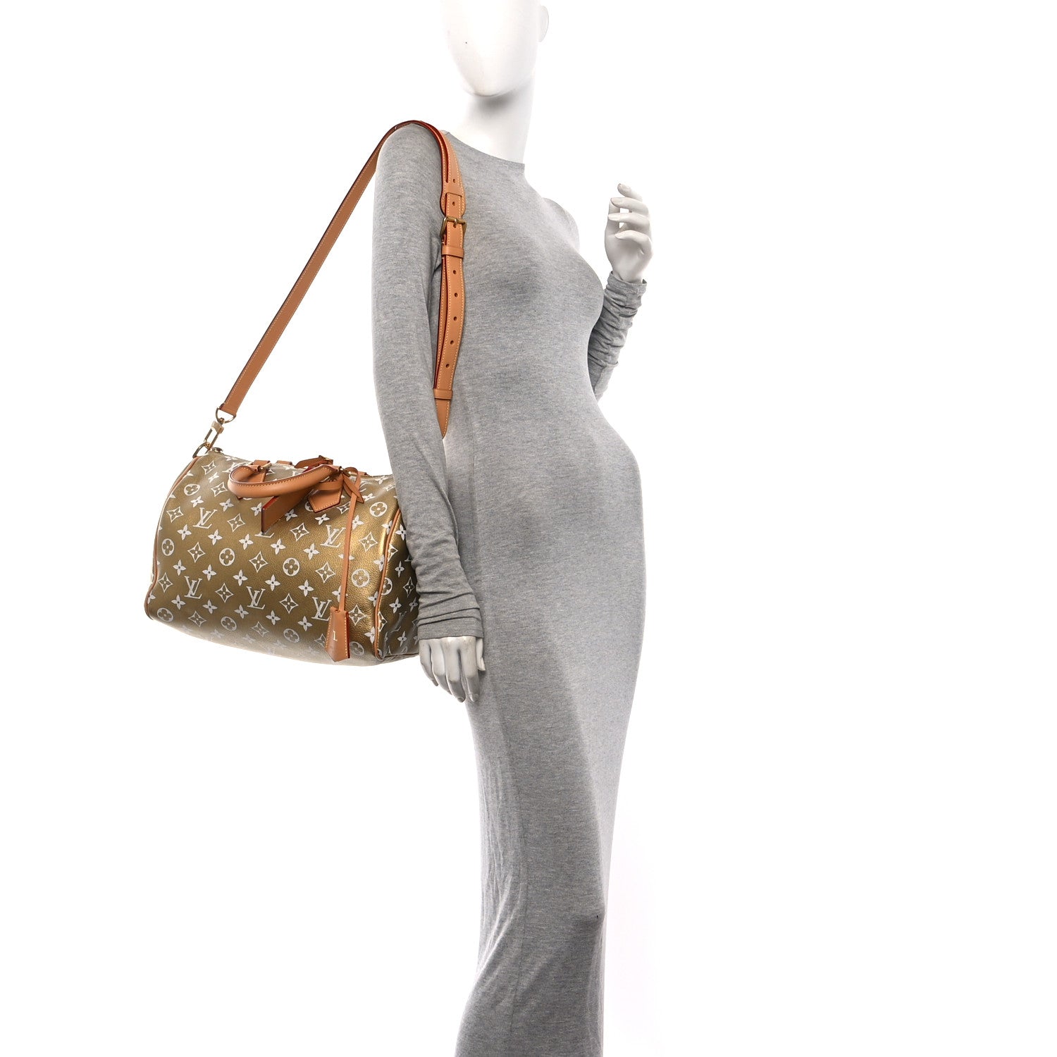 Louis Vuitton Metallic Calfskin Monogram Speedy P9 Bandouliere 30 Gold Kintsugi 2 of 14