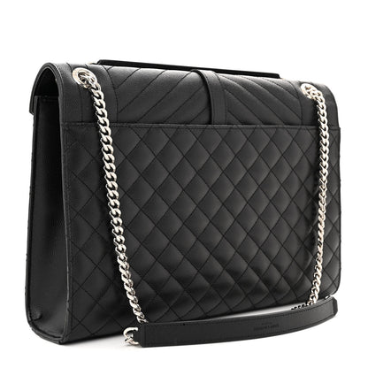 Saint Laurent Grain De Poudre Textured Mixed Matelasse Large Triquilt Monogram Satchel Black 3 of 11