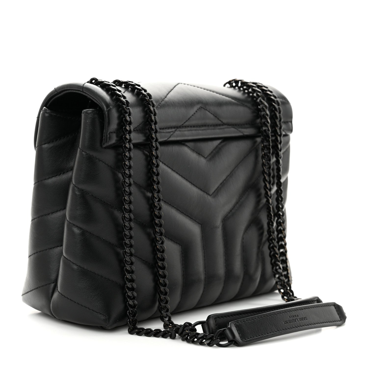 Saint Laurent Calfskin Y Quilted Monogram Monochrome Small Loulou Chain Satchel Black 3 of 11