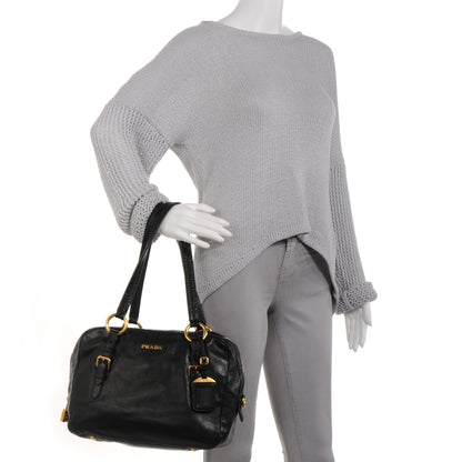 Prada Soft Calf Bowler Bag Black 2 of 10
