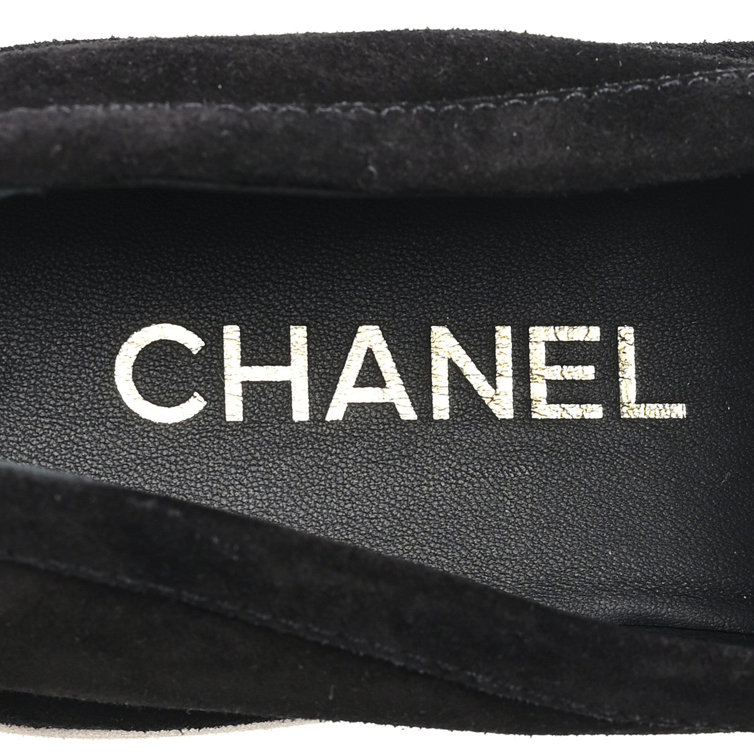 Chanel Suede Calfskin Pearl CC Moccasin Loafers 38.5 Black 8 of 10