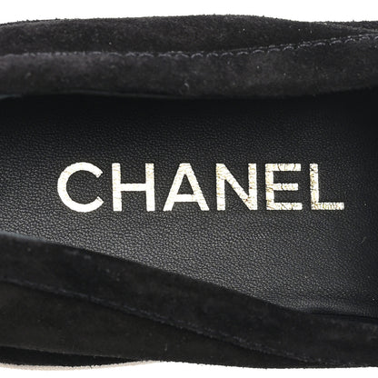 Chanel Suede Calfskin Pearl CC Moccasin Loafers 38.5 Black 8 of 10