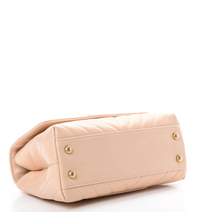 Chanel Calfskin Chevron Quilted Mini Coco Handle Flap Beige 3 of 12