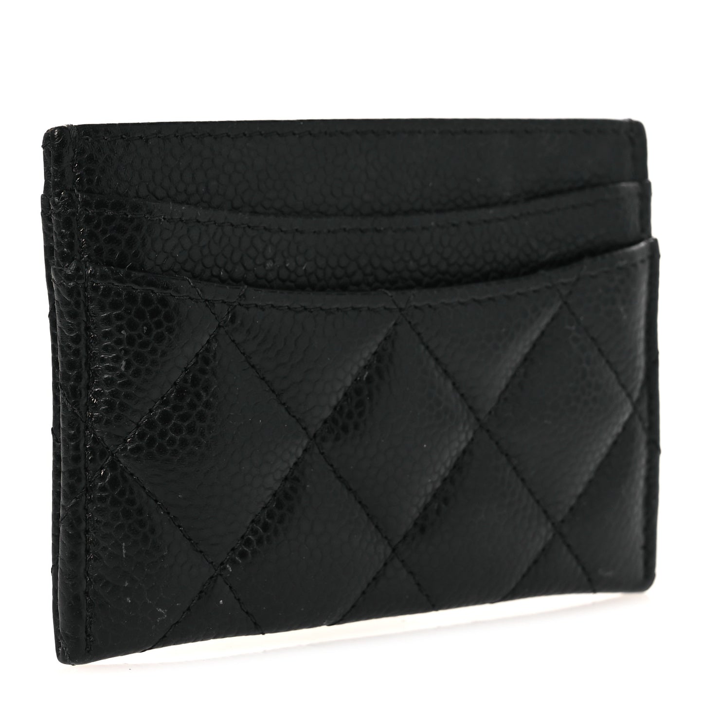 Caviar Quilted Card Holder Black