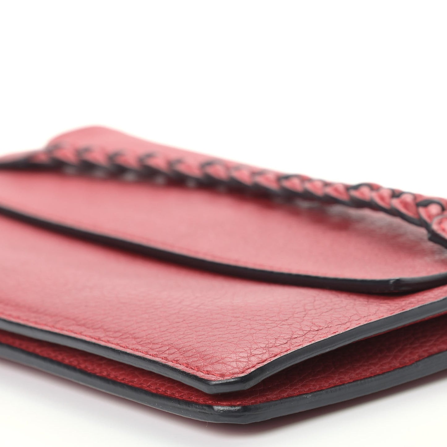 Pebbled Calfskin T.B.C. Braided Strap Clutch Red