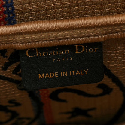 Christian Dior Canvas Jute Embroidered Saddle Bag Black Beige 6 of 10