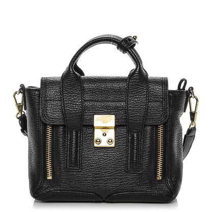 3.1 Phillip Lim 3.1 Textured Calfskin Mini Pashli Satchel Black 1 of 6