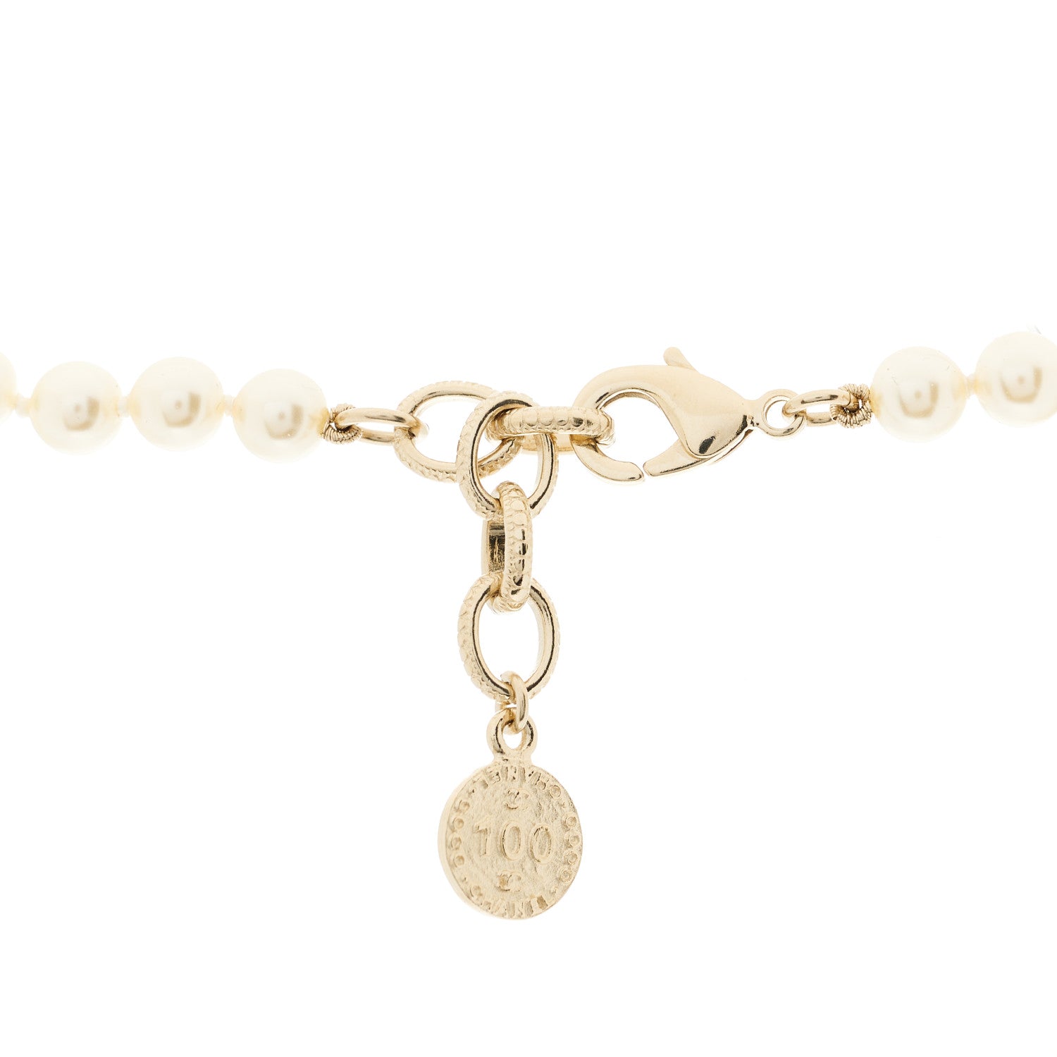 Chanel Pearl CC 100th Anniversary Necklace Light Gold 4 of 6