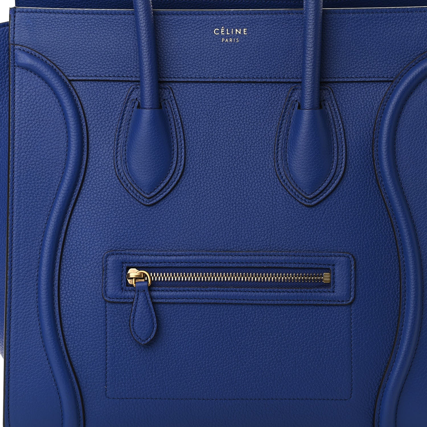 Celine Drummed Calfskin Mini Luggage Indigo 6 of 8