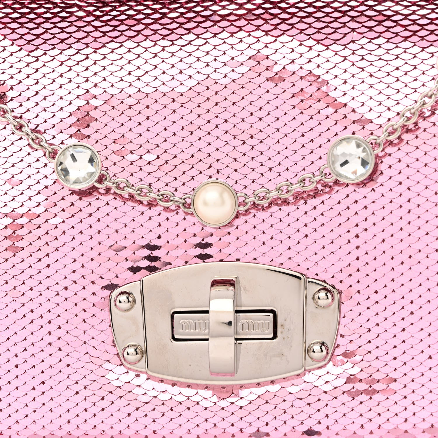 Miu Miu Paillettes Crystal Sequin Flap Rosa 9 of 11