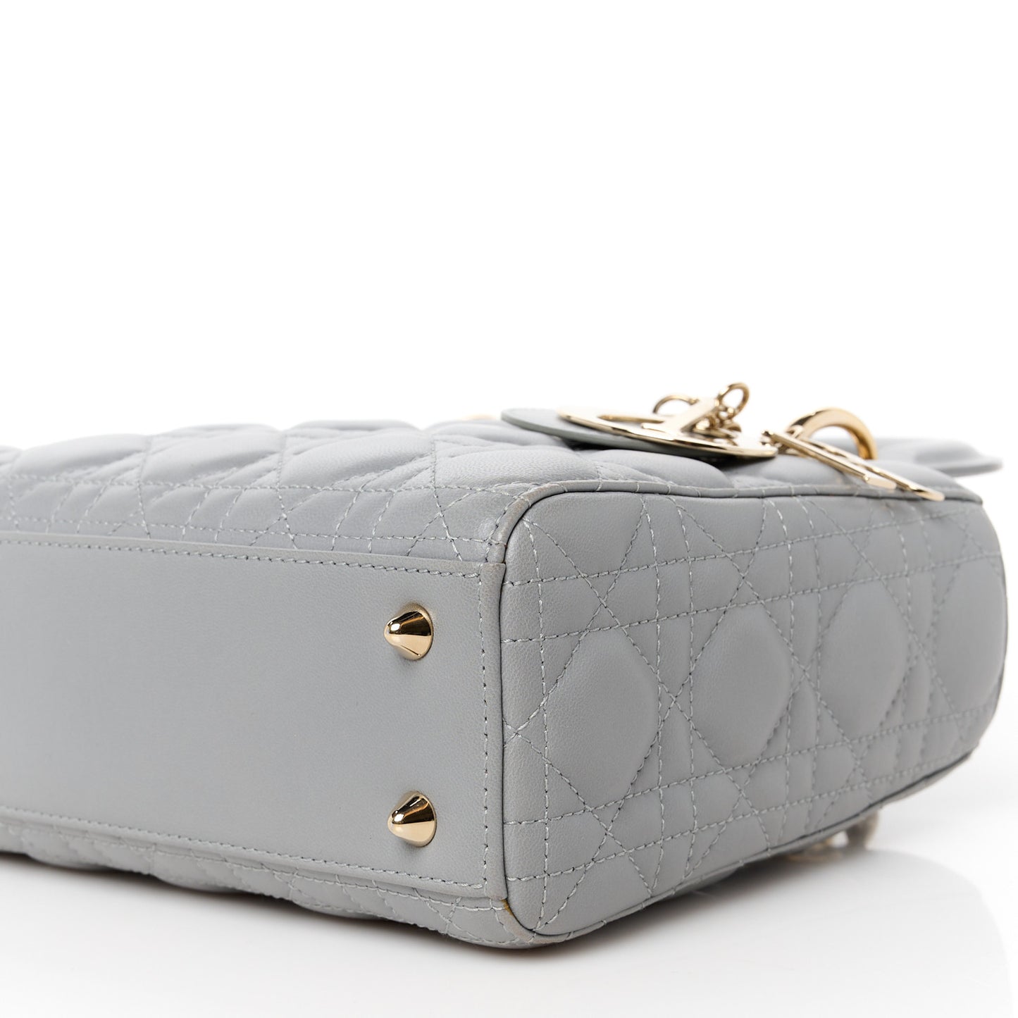 Lambskin Cannage Small Lucky Badges Lady Dior Grey