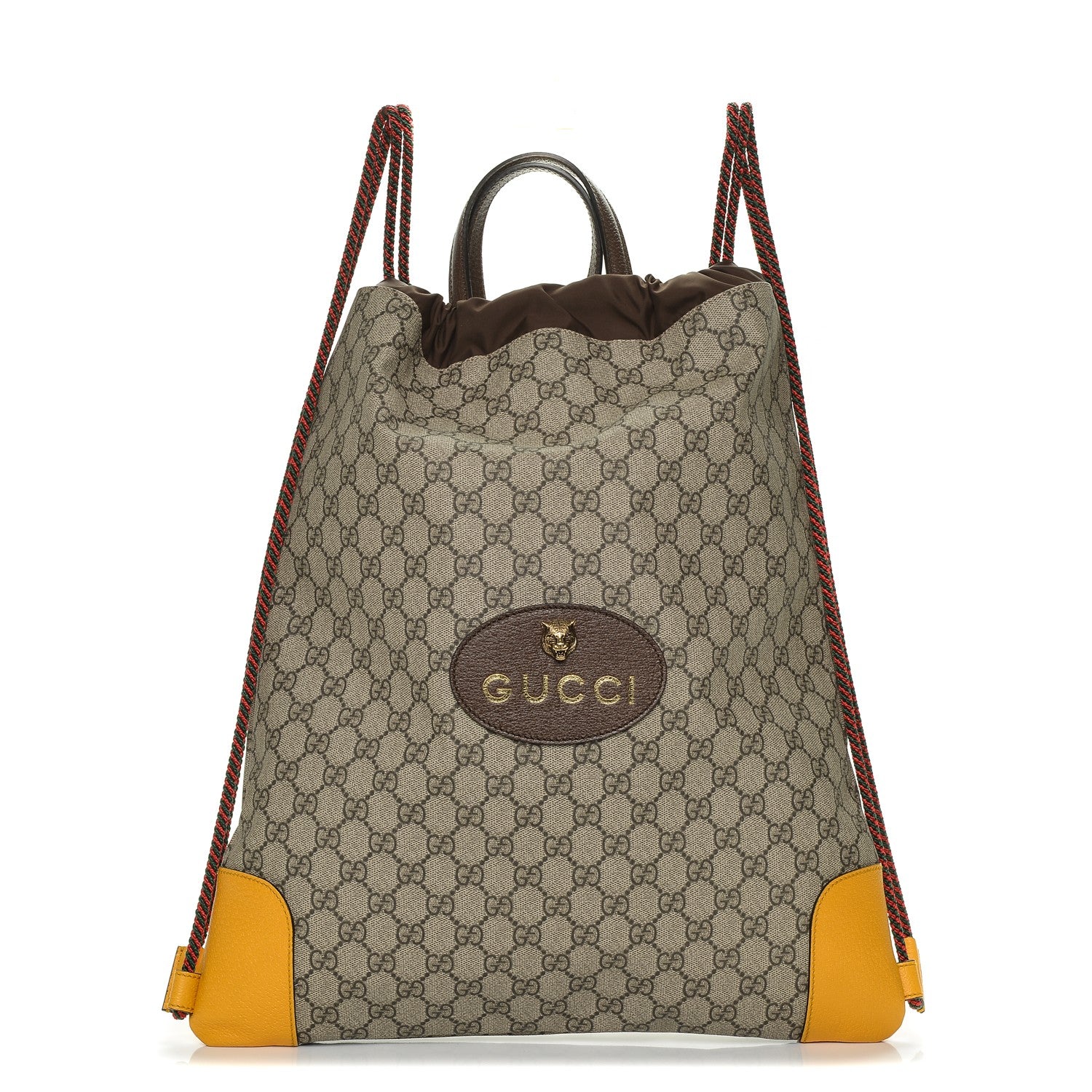 Gucci GG Supreme Monogram Neo Vintage Drawstring Backpack Beige New Acero Crop 1 of 6