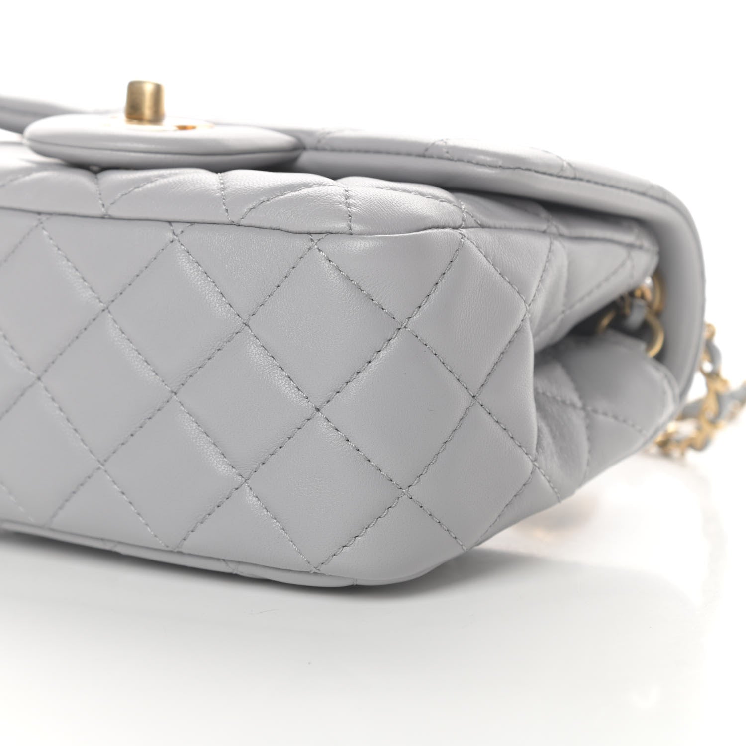 Chanel Lambskin Quilted Mini Pearl Crush Flap Light Grey 10 of 10