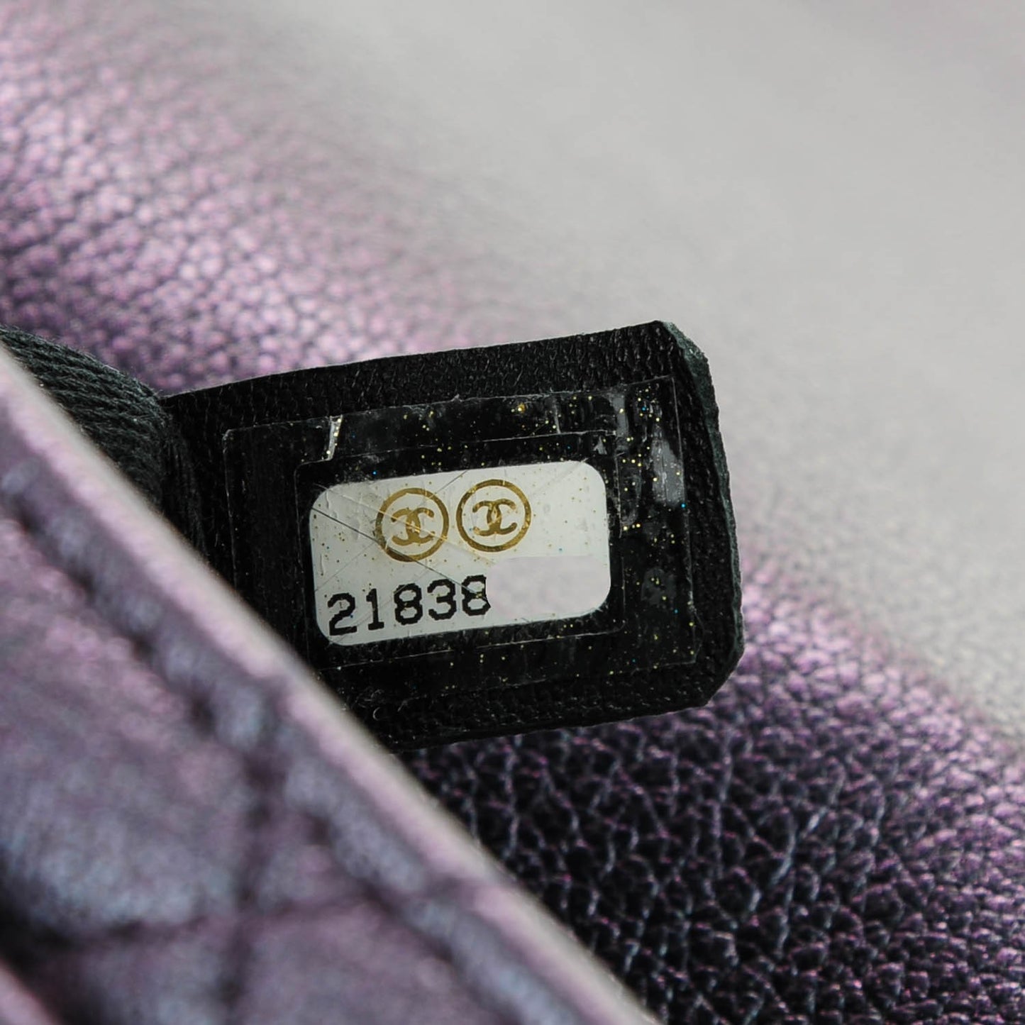 Iridescent Goatskin Quilted Small Double Carry Waist Chain Flap Purple