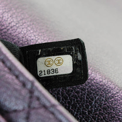 Chanel Iridescent Goatskin Quilted Small Double Carry Waist Chain Flap Purple 6 of 7