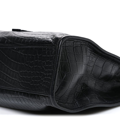 Saint Laurent Calfskin Crocodile Embossed Monogram Medium Niki Shopping Bag Black 10 of 12