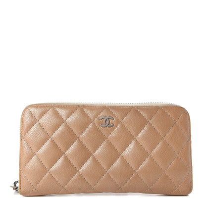 Chanel Pearly Caviar Quilted Large Gusset Zip Around Wallet Gold 1 of 11