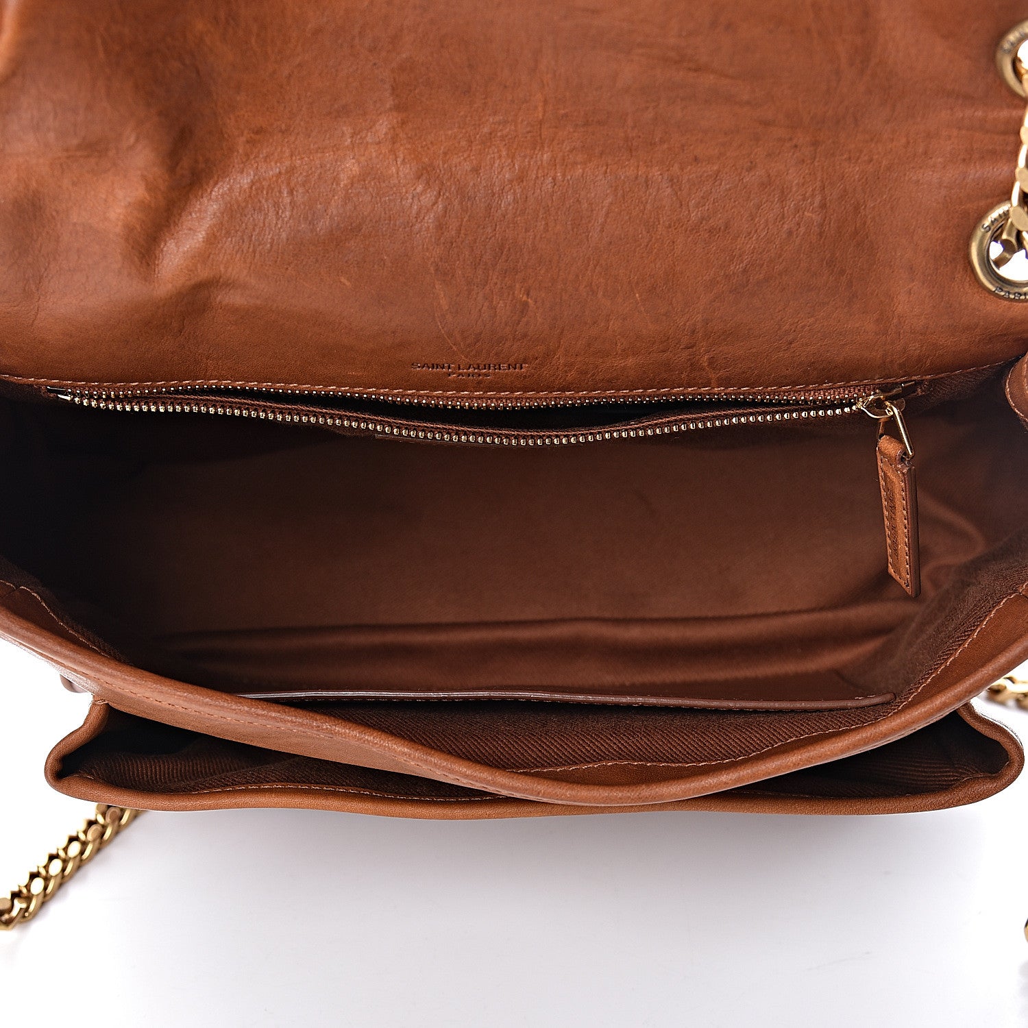 Saint Laurent Calfskin Monogram Medium Niki Chain Satchel Cognac 5 of 15