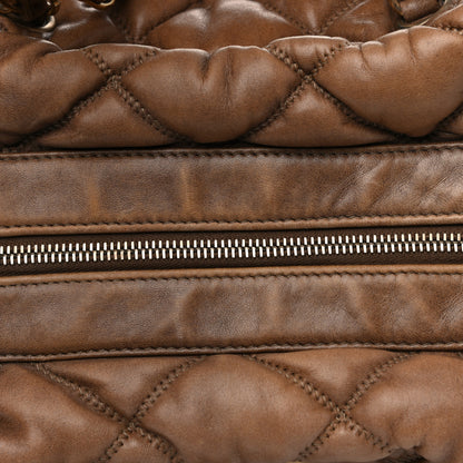 Chanel Calfskin Bubble Quilt Bowler Brown 27 of 28
