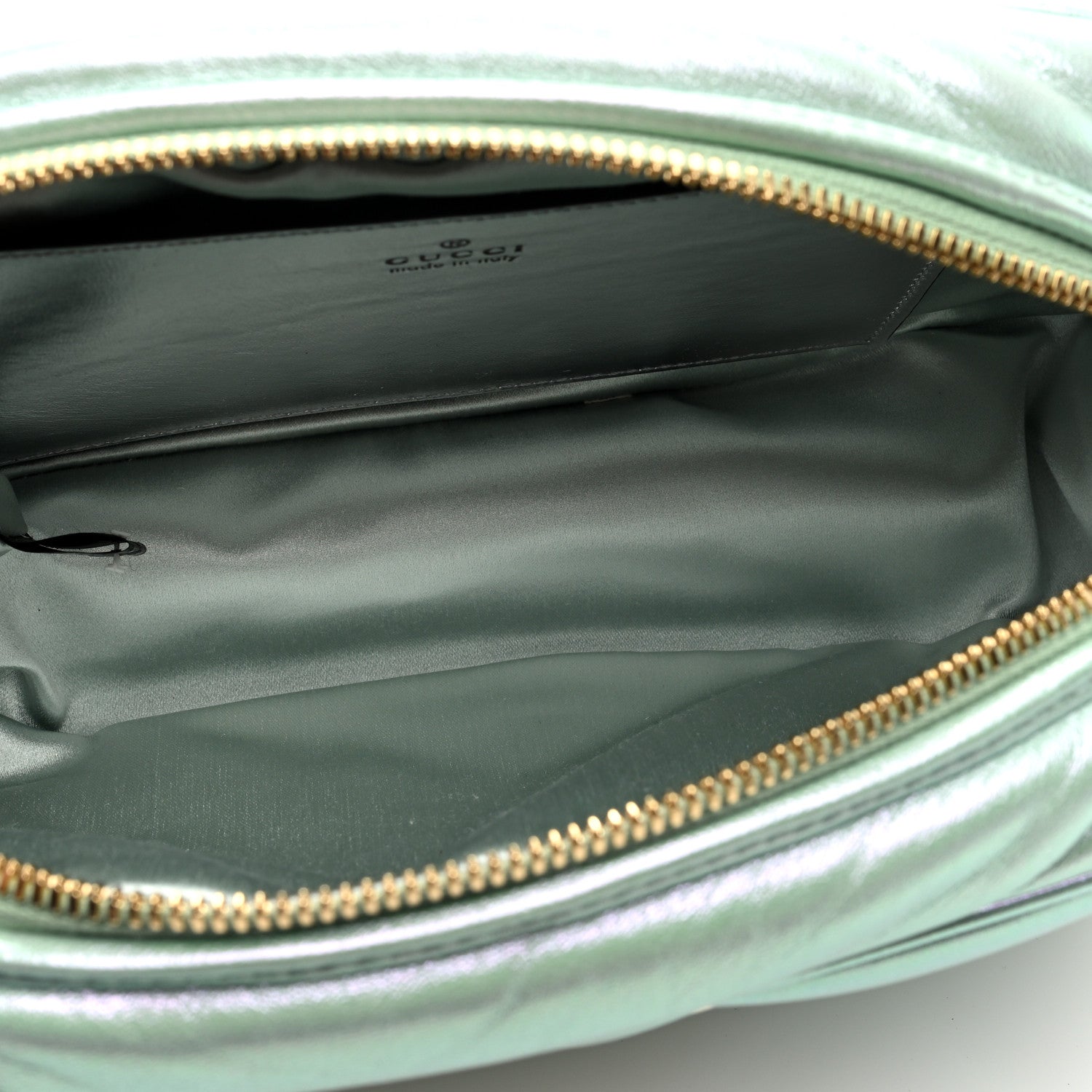 Gucci Iridescent Nappa Chevron Matelasse Small GG Marmont Chain Shoulder Bag Iridescent Salvy Green 5 of 10