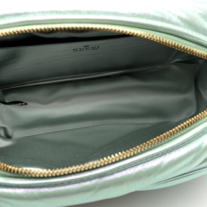Gucci Iridescent Nappa Chevron Matelasse Small GG Marmont Chain Shoulder Bag Iridescent Salvy Green 5 of 10
