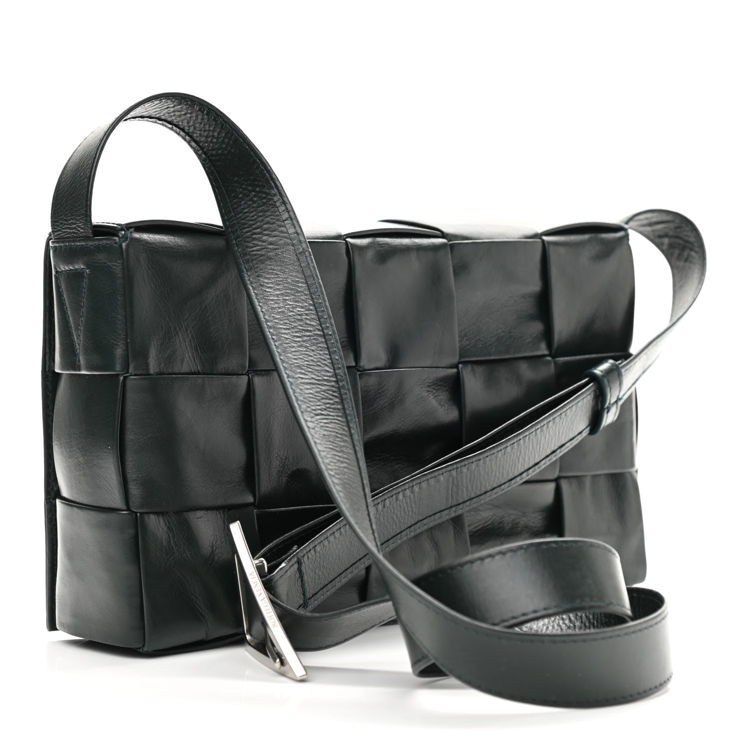 Bottega Veneta Paper Calfskin Maxi Intreccio Cassette Crossbody Bag Black 3 of 9