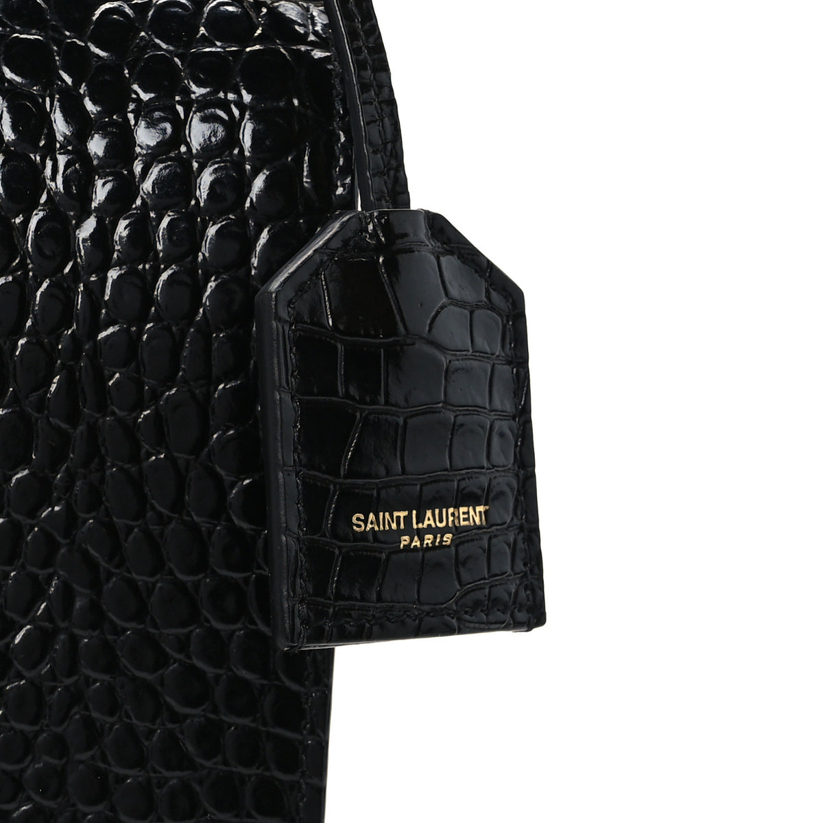 Calfskin Crocodile Embossed Large Monogram Sunset Black