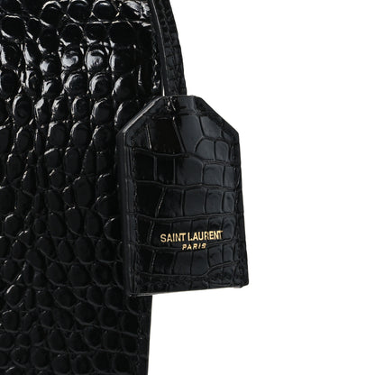 Saint Laurent Calfskin Crocodile Embossed Large Monogram Sunset Black 9 of 12