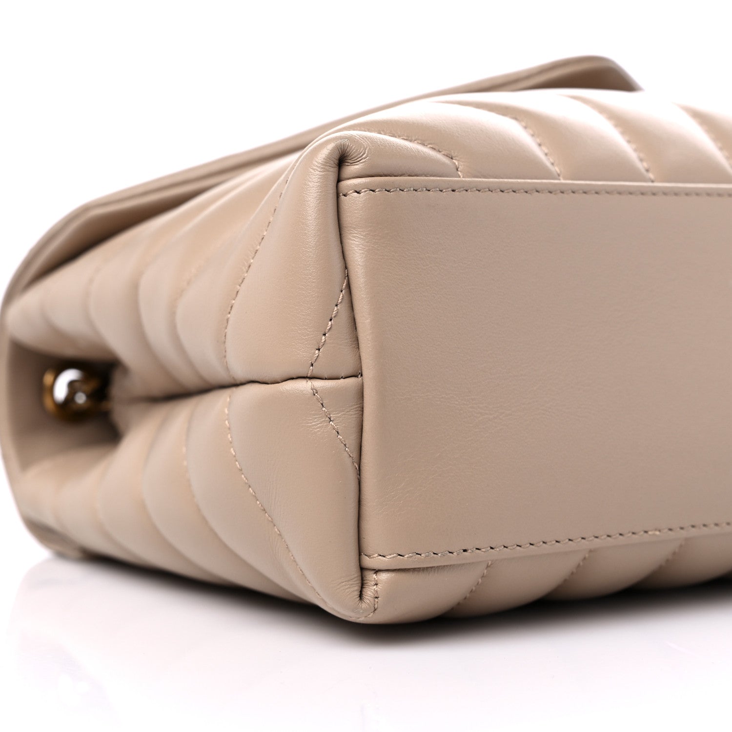 Saint Laurent Calfskin Y Quilted Monogram Small Loulou Chain Satchel Dark Beige 7 of 10