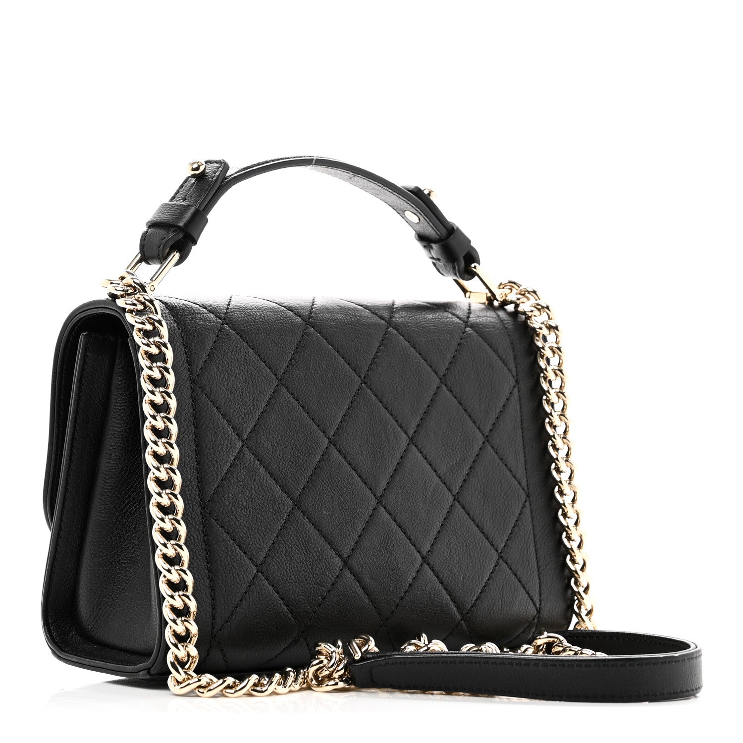 Chanel Grained Calfskin Quilted Small Label Click Flap Bag Black 3 of 11