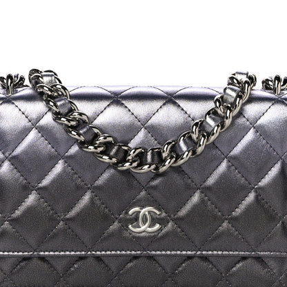 Chanel Gradient Metallic Lambskin Quilted Like A Wallet Wallet On Chain WOC Silvery Black 8 of 12
