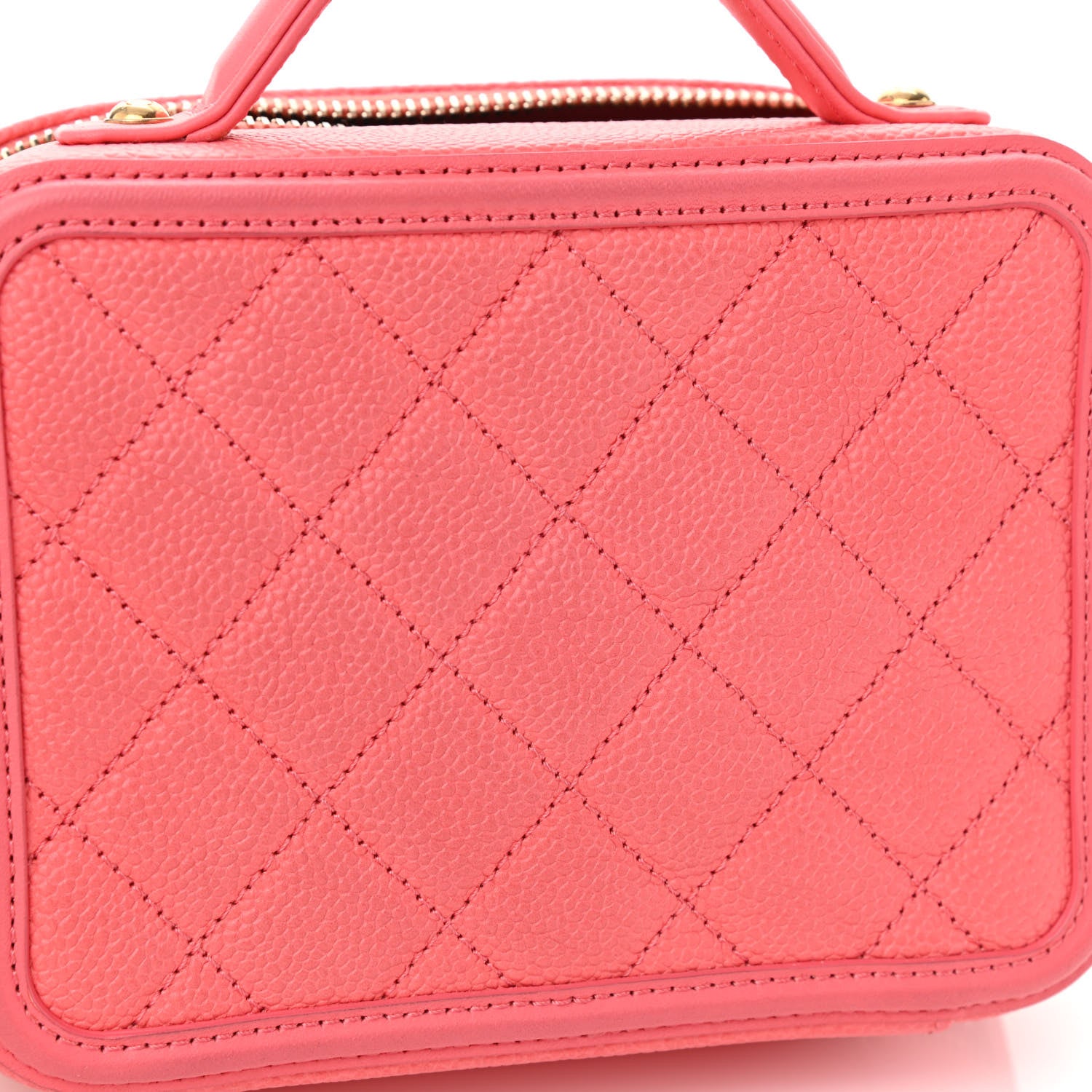 Chanel Caviar Quilted Small CC Filigree Vanity Case Coral 10 of 10