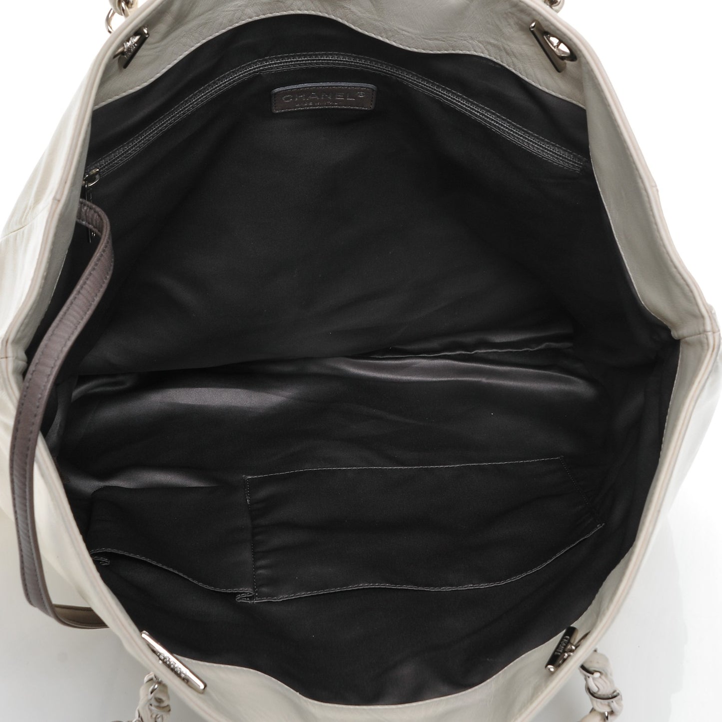 Calfskin Large Expandable Paris London Tote Bag White